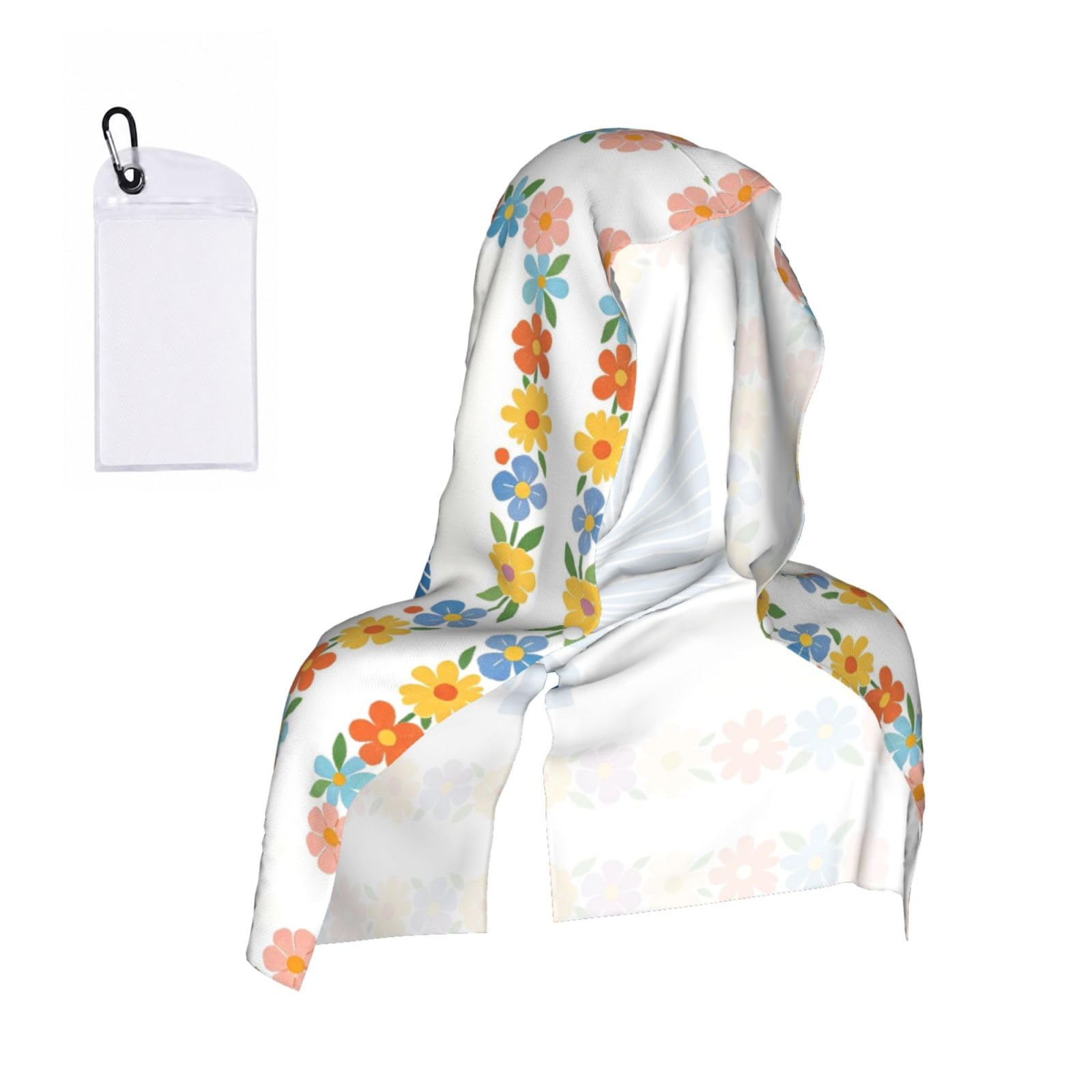 CNTDBU Blue Windmill Art Cooling Towel Hooded-Instant Chill Neck Cover for Sports, UV Cooling Rag for Running Gym