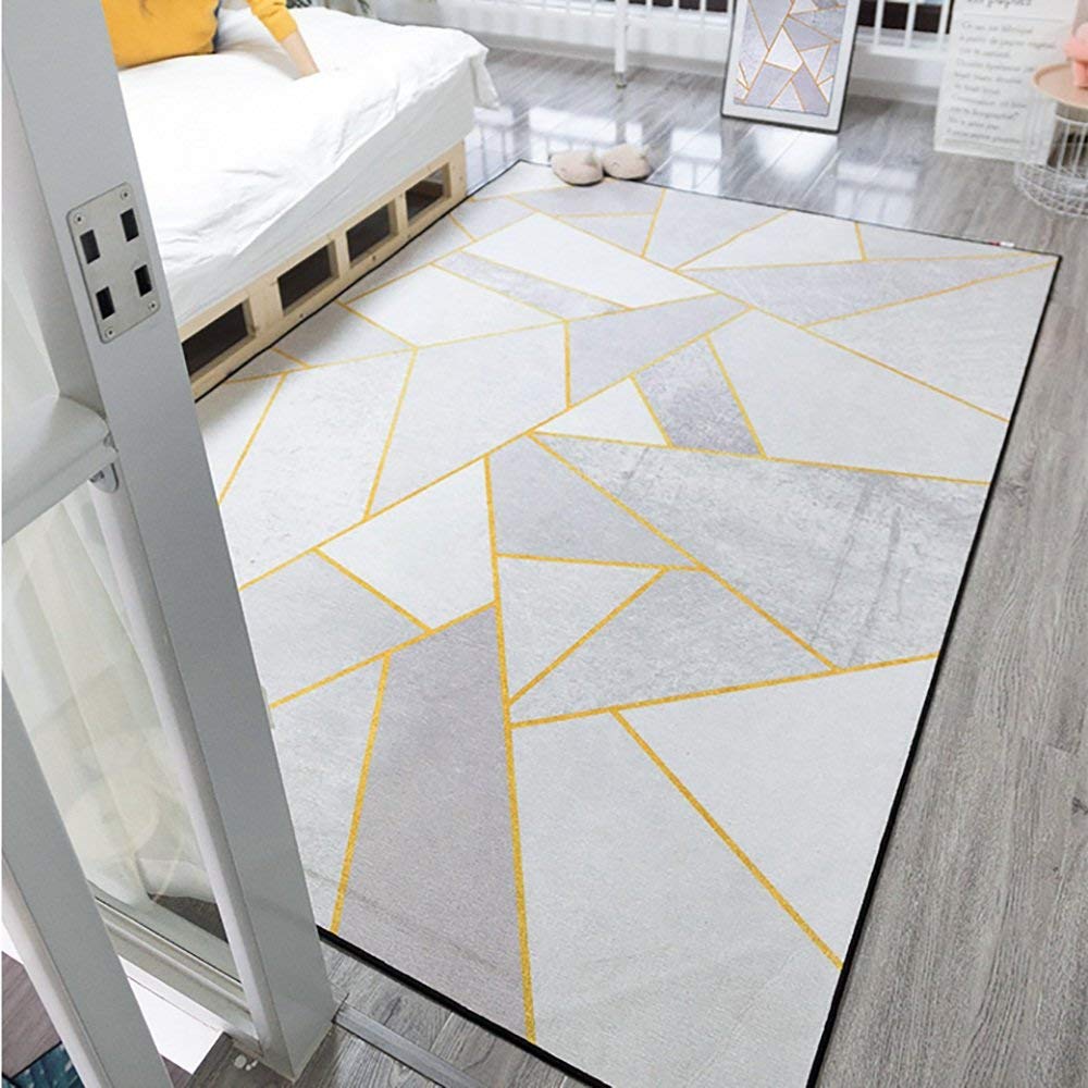 Tapis de salon géométrique MU rectangle en polyester antidérapant - 4