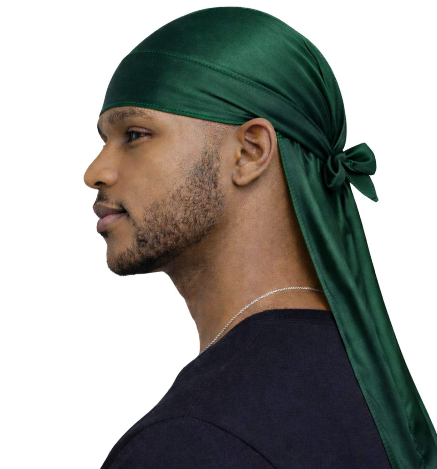 MDSTYLE Premium Silky Durag for Men & Women Satin Dorag Long Tail Durags Head Wrap Headwear for Hair Protection and Style (Green)
