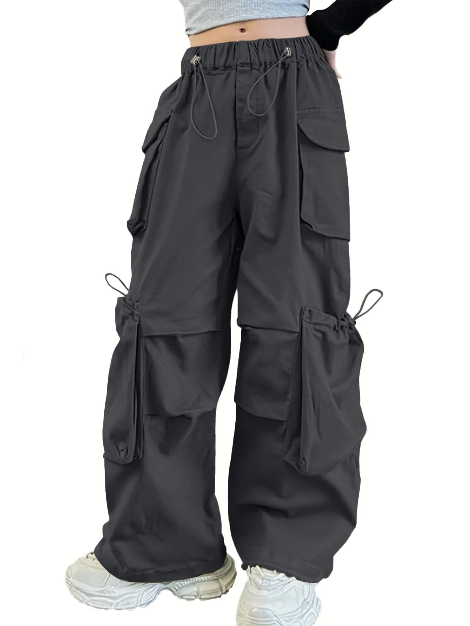 Girls Cargo Pants Wide-Leg Straight Streetwear, 6-14 Years