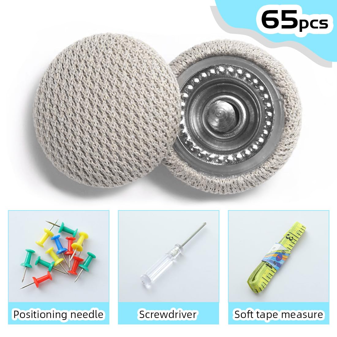 Kit Riparazione Cielo Auto, 65 Rivetti per Riparazione Tetto Auto + 65 Puntine Colorate+1 Cacciaviti+ 1 Metro a Nastro 1,5 m, Ripara Cielo Auto Set Riparazione Cielo Auto(grigio)