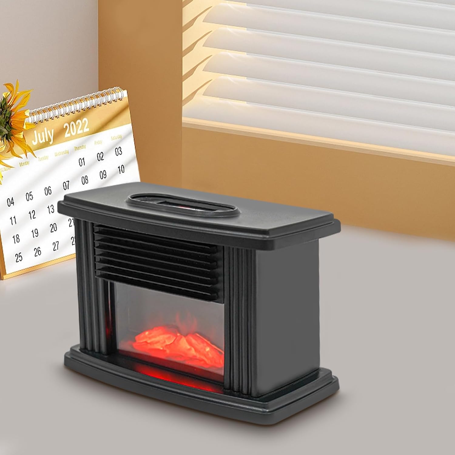 Electric Fireplace Heater Stove 1000W w/ 3D Realistic Flame Effect Home Mini，for Living Room, Bedroom, Basement