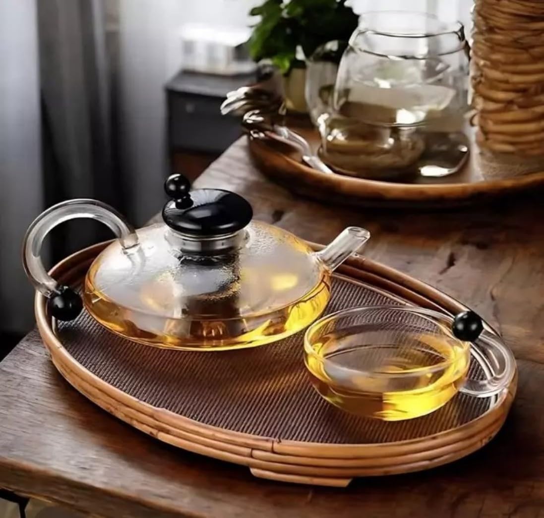 Szklany czajniczek filtrujący z zaparzaczem oddzielającym wodę do herbaty liściastej, łatwy w czyszczeniu(Clear+4cups)