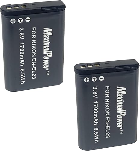 Miniatura 6 de MaximalPower Paquete de 2 baterías de repuesto ENEL23 EN-EL23 para cámara digital Nikon Coolpix B700, P900, P600, P610, S810c