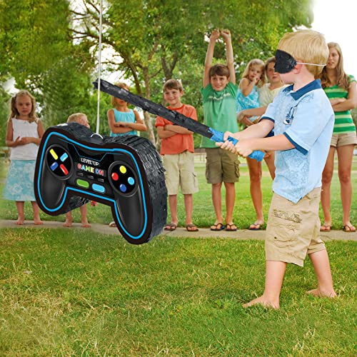 Zonon Video Game Controller Piñata Bundle Fiesta Gaming Controller Piñata Set with Blindfold and Bat Birthday Gamer Party Supplies Game for Gaming Theme Carnival Events Decor(Blue) - Thumbnail 4