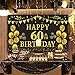 Trgowaul 60th Birthday Backdrop Gold and Black 5.9 X 3.6 Fts Happy Birthday Party Decorations Banner for Women Men Photography Supplies Background Happy Birthday Decoration