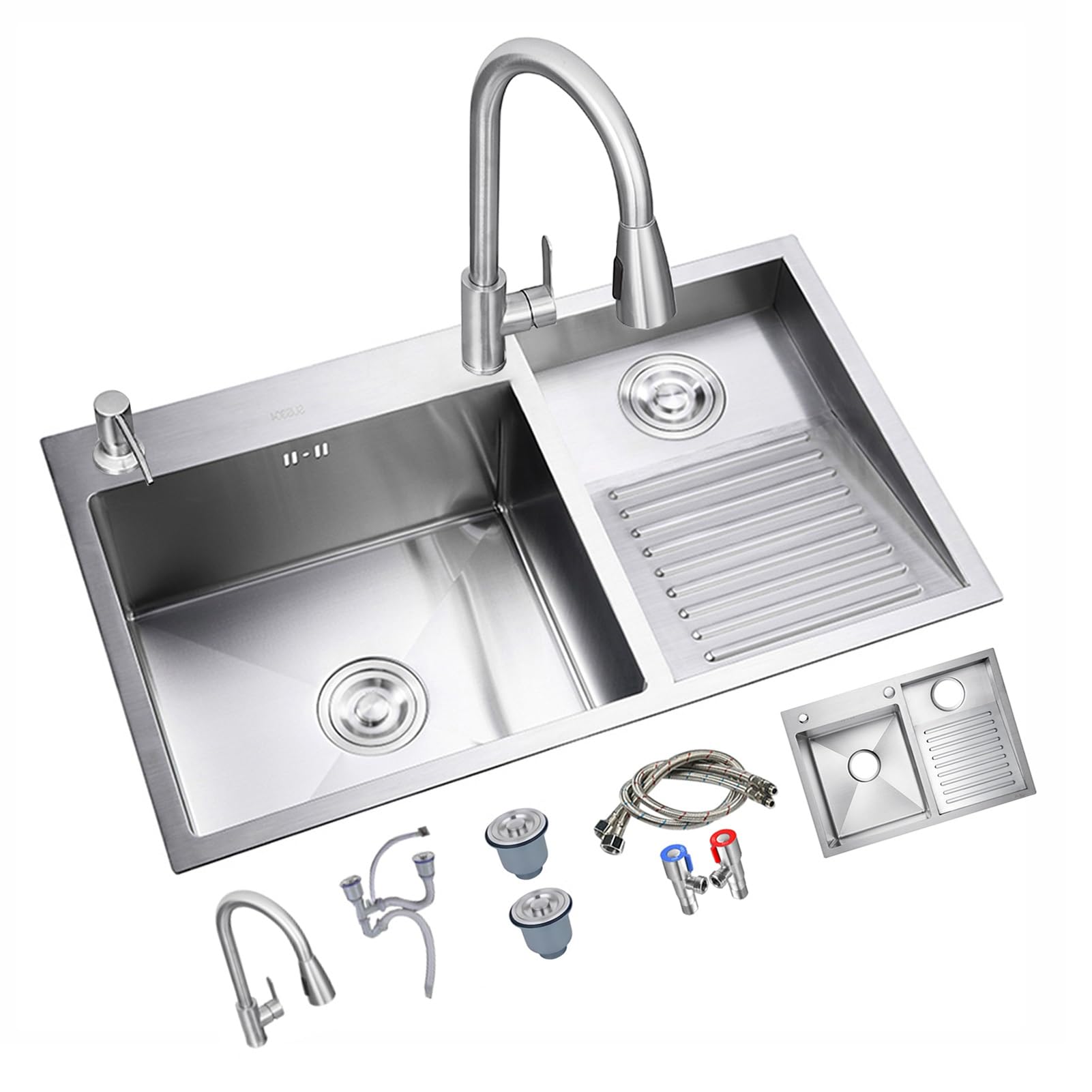 Fregadero de acero inoxidable de doble tazón que elimina las manchas difíciles