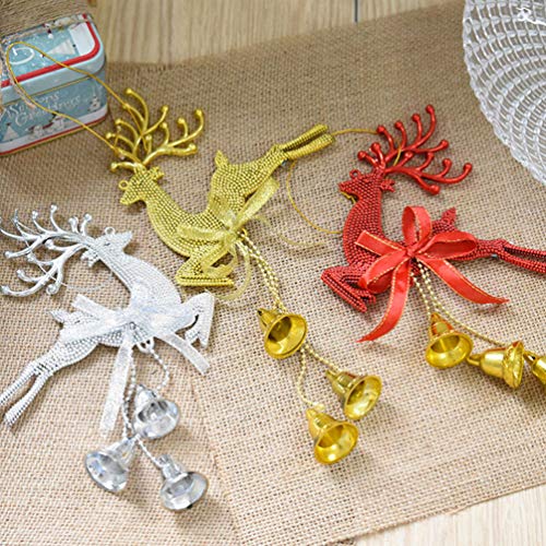 Stobok Christmas Tree Bell Ornaments Xmas Bell Hollow Reindeer Hanging Decorations Wall Fireplace Window Hanging Christmas Party Supplies 6Pcs (Silver) #TOP7