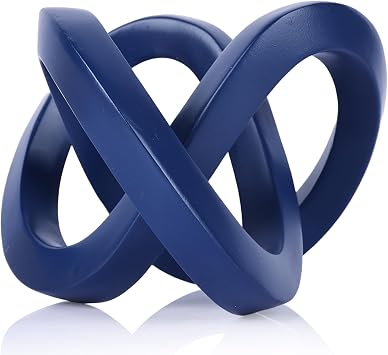 DOVDOV Blue Knot Decorative Sculpture, Blue Room Decor Aesthetics, Mobius Ring Statue for Bookshelf Living Room TV Cabinet Office Cabinet Coffee Table Above Decorative Accents