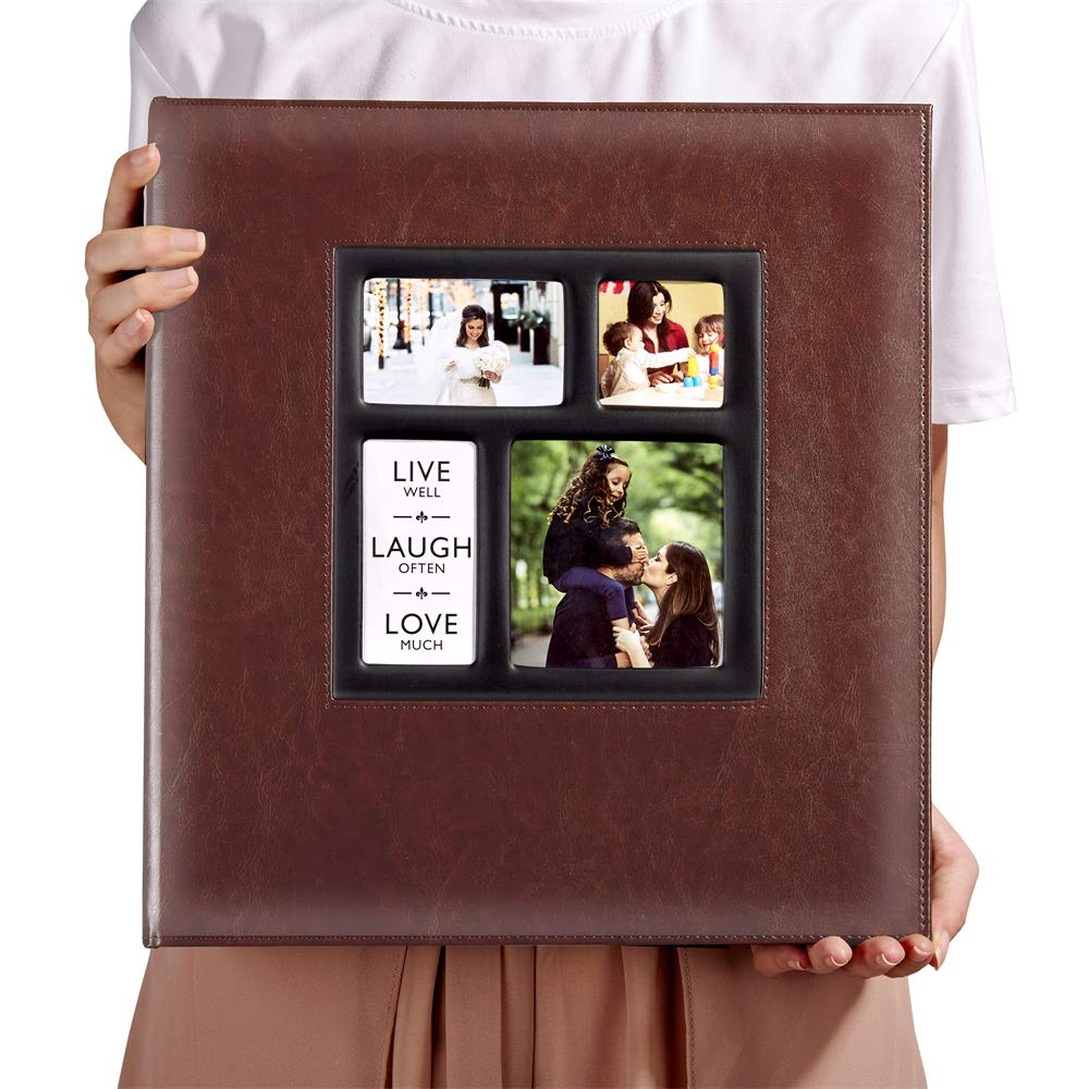 Ywlake Album Photo 1000 Pochettes 10x15cm Photos Grand Format Famille Mariage Classique Couverture en Cuir (100 Feuilles, 200 pages, Brun)