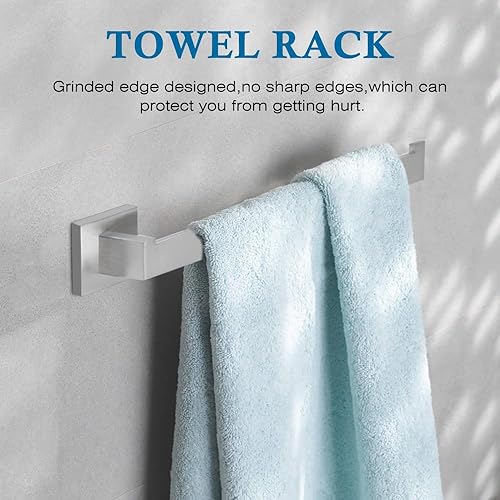 Vista 4 de Juego de accesorios de baño de 4 piezas, juego de toallas incluye toallero, toallero, soporte para papel higiénico, gancho para toallas, kit