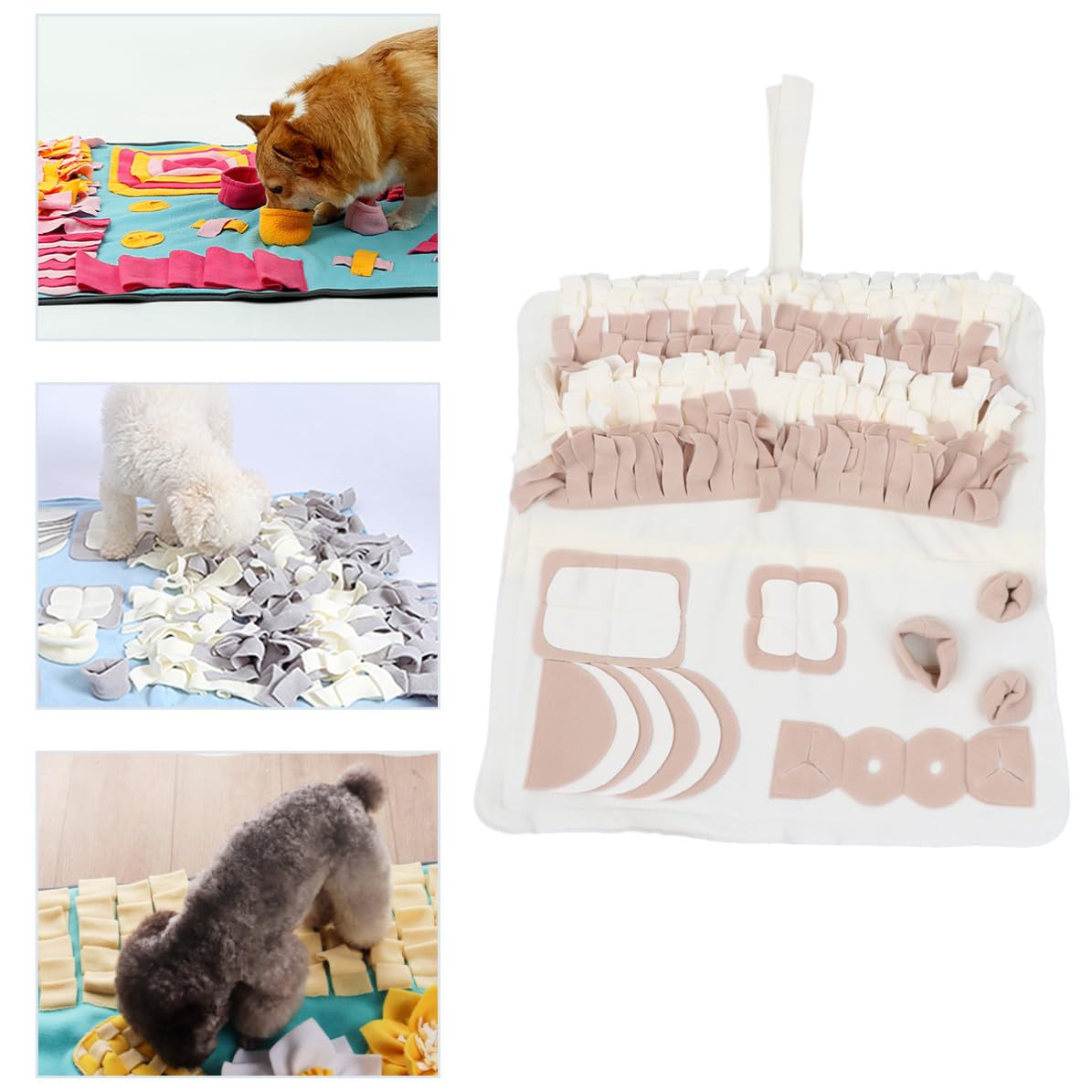 Schnüffelmatte für Hunde mit Slow Food Training, Plüsch, Beige