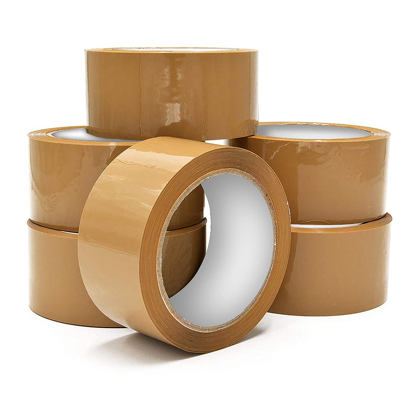 Milosc Pack of 6 Heavy Duty Extra Strong Card Board Packaging Tape Large 48mm x 66m Strong Tapes Brown Parcel Gift Packing Tape