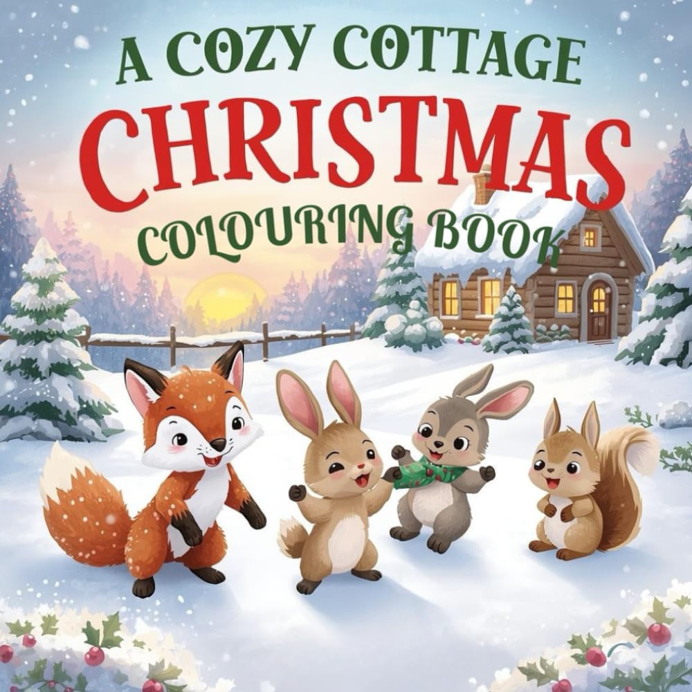 Cozy Christmas Cottage: Relaxing Christmas Cottage Scenes to Color for Stress Relief & Joy