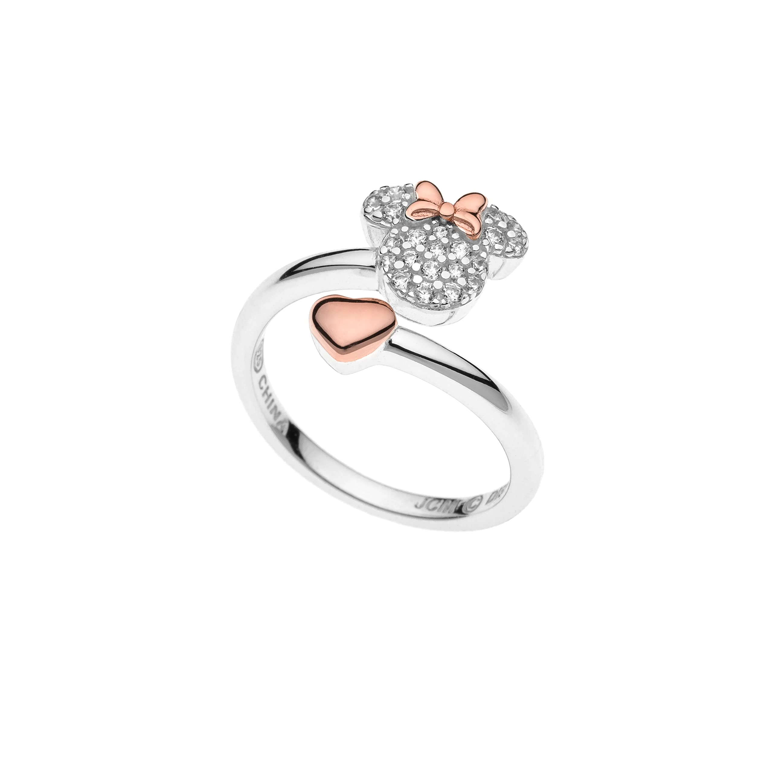 Disney Bague pour Fille en Argent 925 - Taille unique, Minnie Mouse Anneau, Cristal