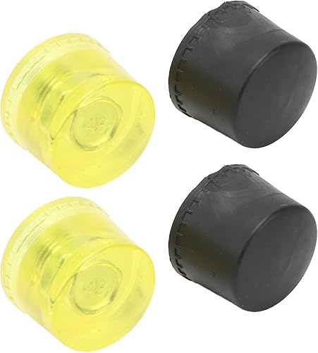 Juego de 4 puntas de cabeza de mazo de plástico amarillo y negro, para manualidades de cuero, madera, instalación de pisos, martillo de plástico,