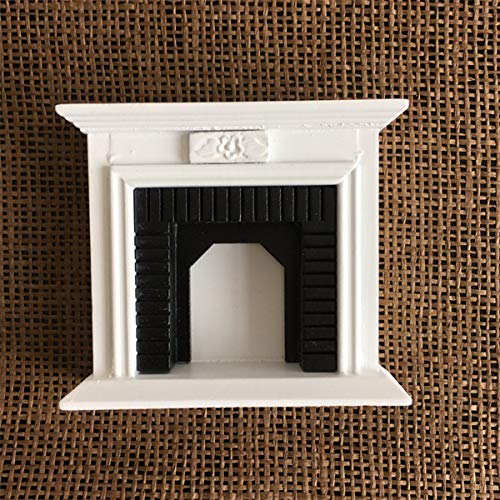 FAMKIT Dollhouse Decoration Accessories,1:12 Dollhouse Miniature Furniture Room Wooden Vintage White Fireplace (White) - Thumbnail 3