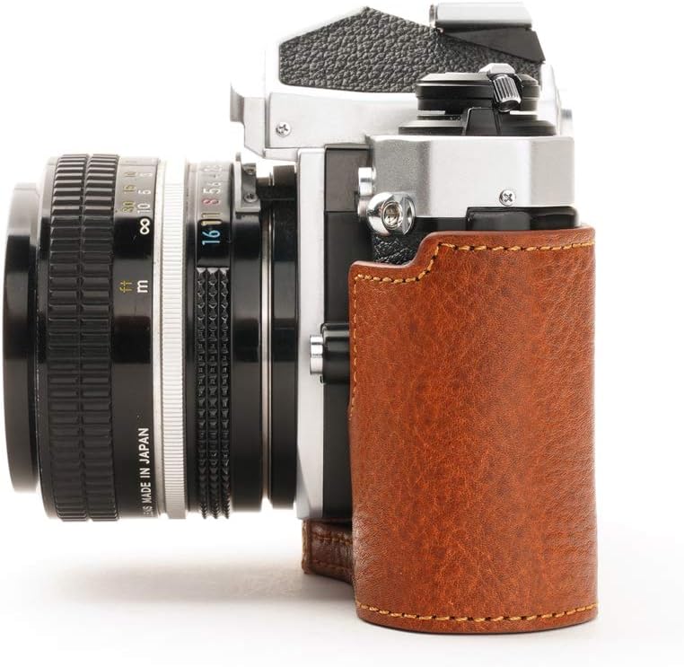FM2 Case, BolinUS Handmade Genuine Real Leather Half Camera Case Bag Cover for Nikon FM2 FM FE FM2n FE2 with Hand Strap (LavaBrown)