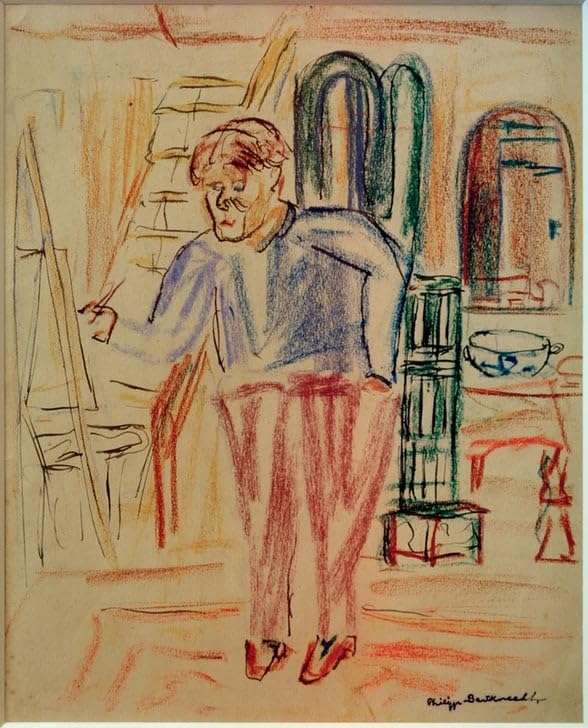 Affiche de arts Kirchner devant le chevalet de peinture toile 60x90cm