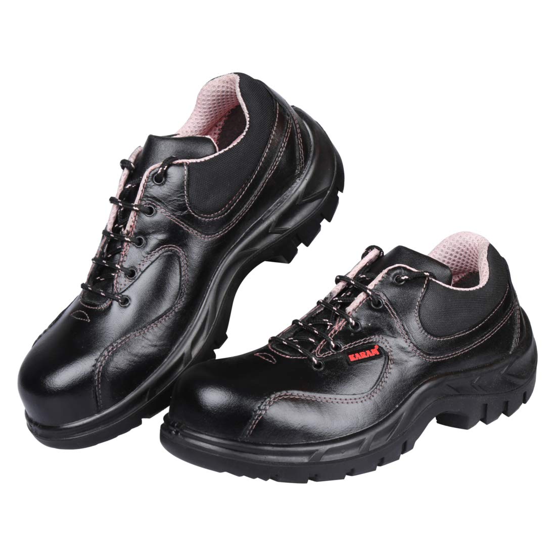 Karam FS100 Black Buff Grain Leather Safety Shoes | Single Density with Steel Toe | Antistatic, Antislip, Oil & Heat Resistant with Anti Performation Insole