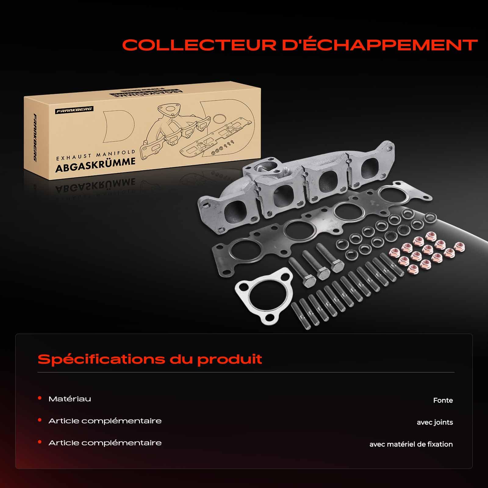Frankberg Collecteur d'échappement 06A253033N | Compatible avec: Nouvelle Coccinelle 1C1 9C1, B.o.r.a 1J2, Golf IV Variant 1J5, A3 8L1, O.c.t.a.v.i.a I 1U2
