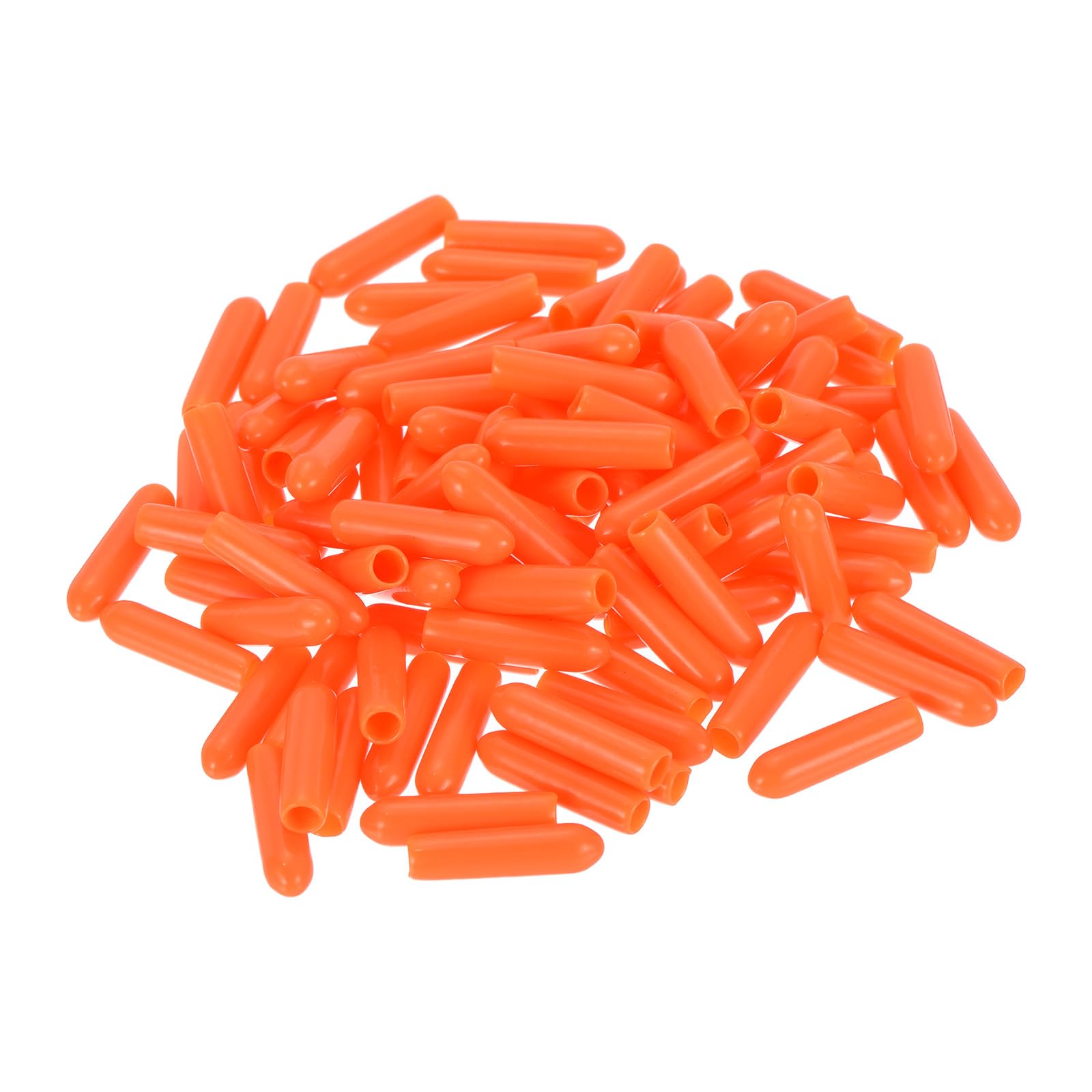 uxcell 100pcs Rubber End Caps 3mm ID Vinyl Round Tube Bolt Cap Cover Screw Thread Protectors Orange