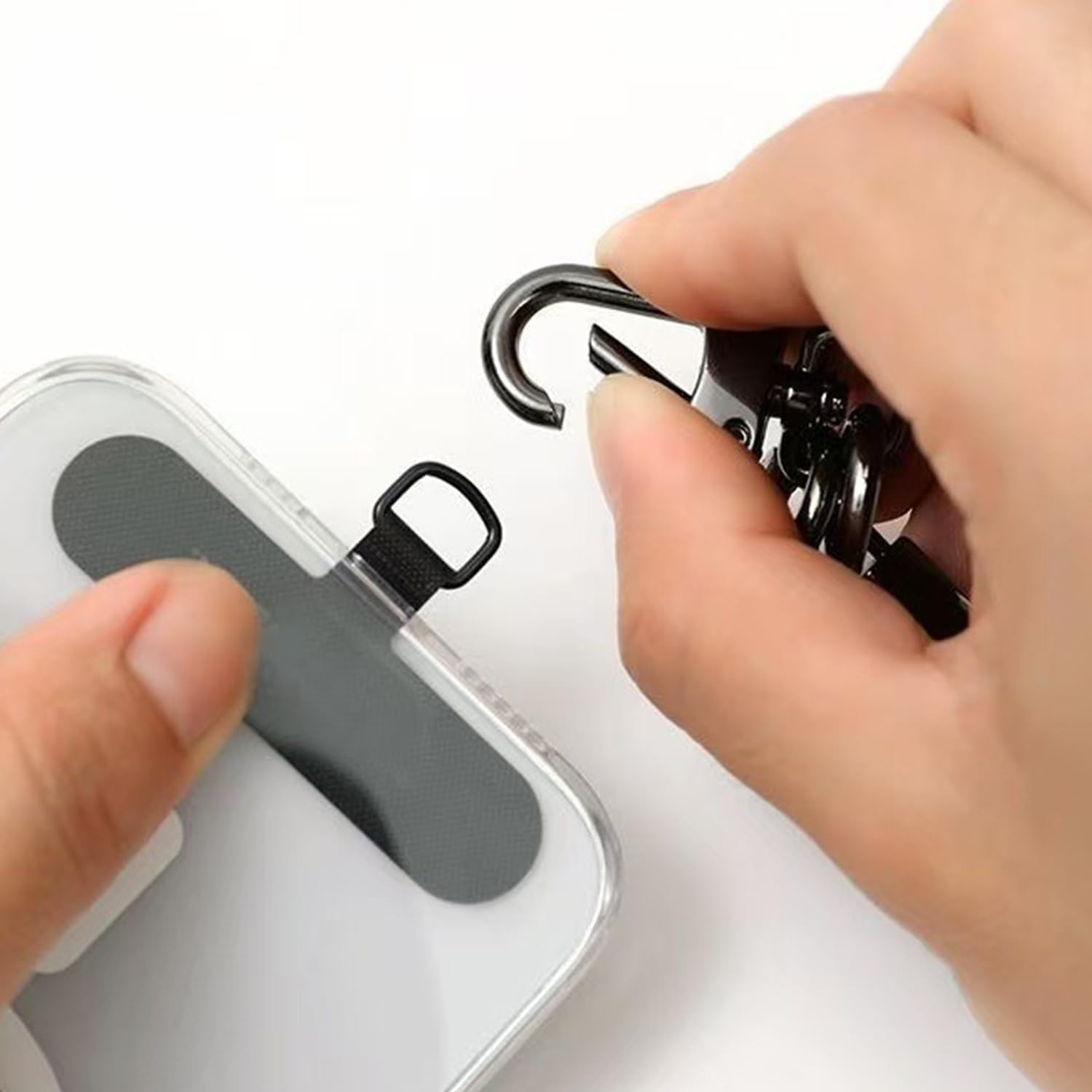 Patch per Cordini per Cellulari Neri in 12 Parti, Etichetta per Telefoni Cellulari, Patch Universale per Il Cordino Mobile, Attacco per Cordini per La Custodia del Telefono Cellulare.