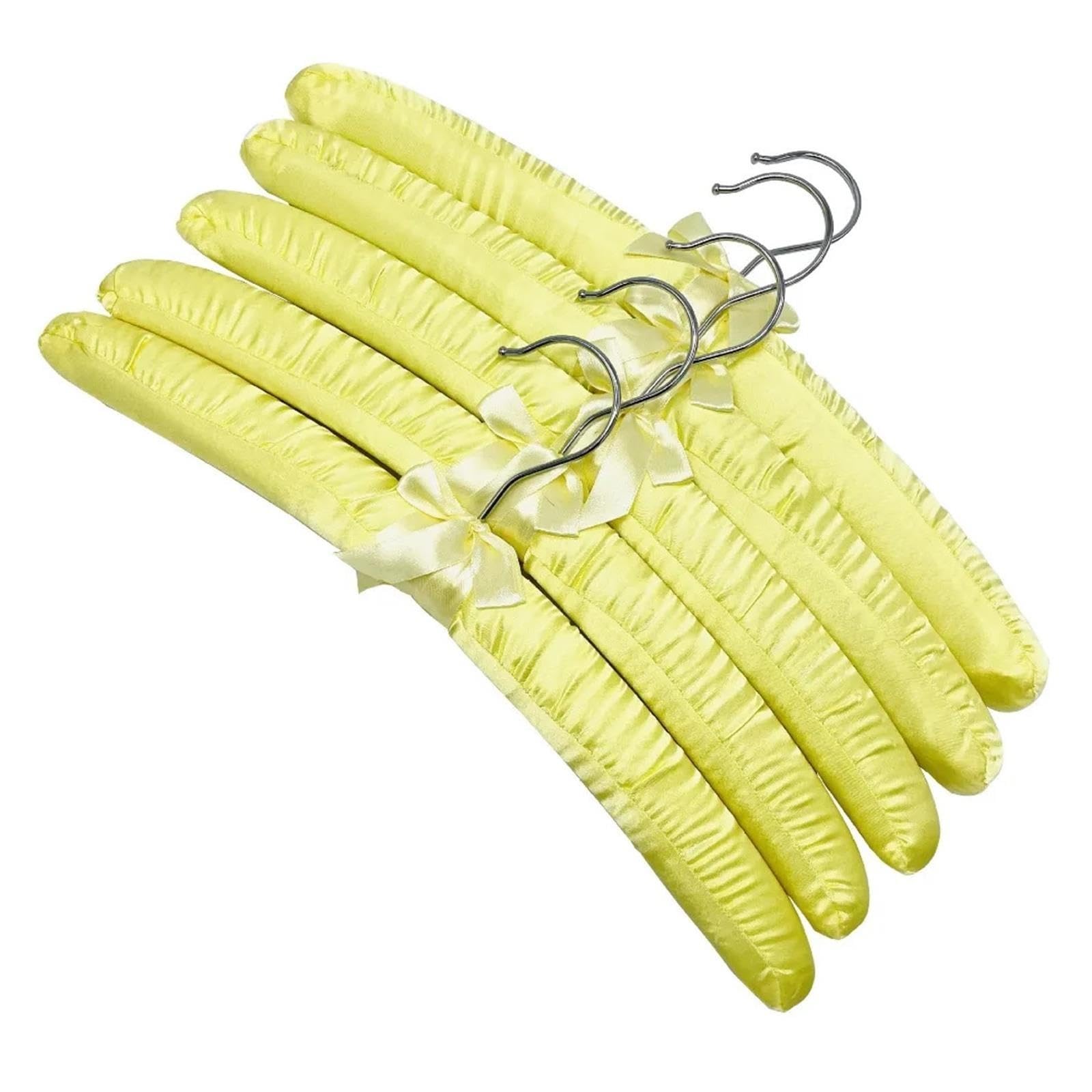 Espositore for grucce in seta satinata da 5 pezzi. Pratici e durevoli appendini for la casa(Yellow)