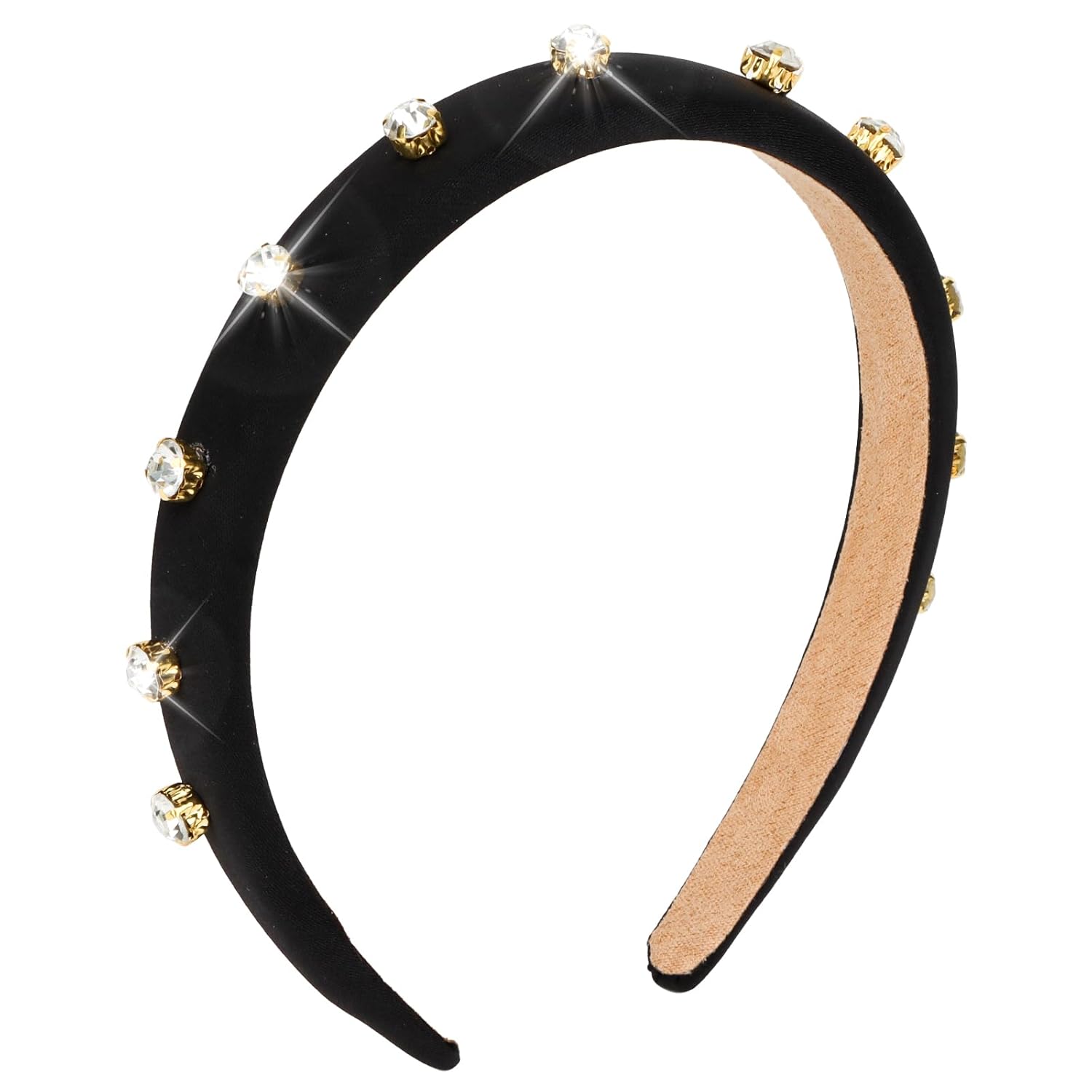 Ondder Black Headbands for Women Padded Rhinestone Headband Fashion Women Hair Head Bands Wide Headbands Diademas Para Mujer De Moda Hair Accessories for Women Girls