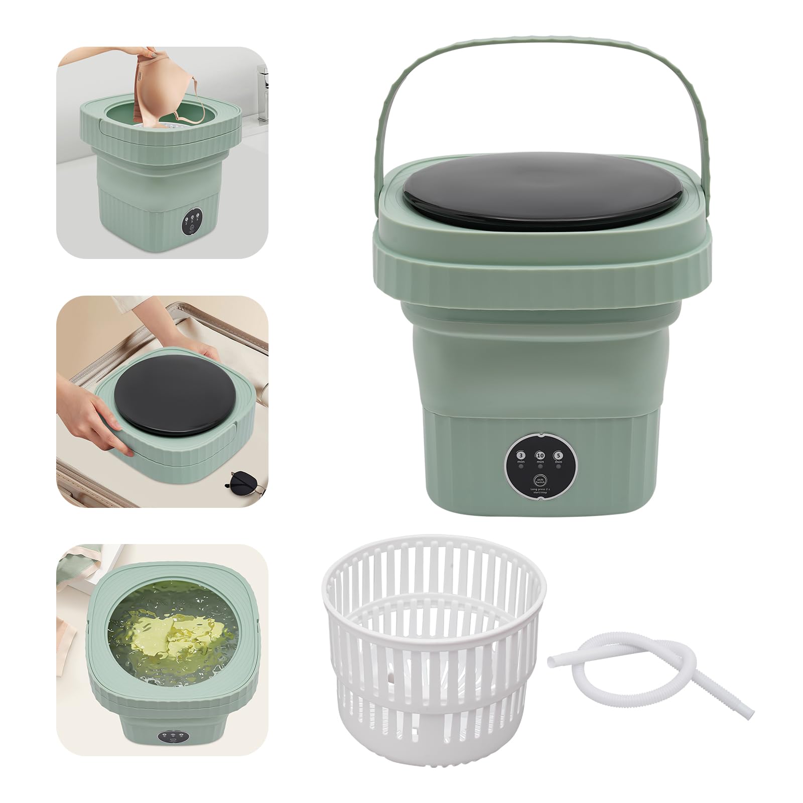 Faltbare Mini-Waschmaschine 1.6kg 6L Tragbare Waschmaschine mit 3-Waschmodi & Faltfunktion Leise Kleine Waschmaschine für Babykleidung, Unterwäsche, Reisen & Zuhause