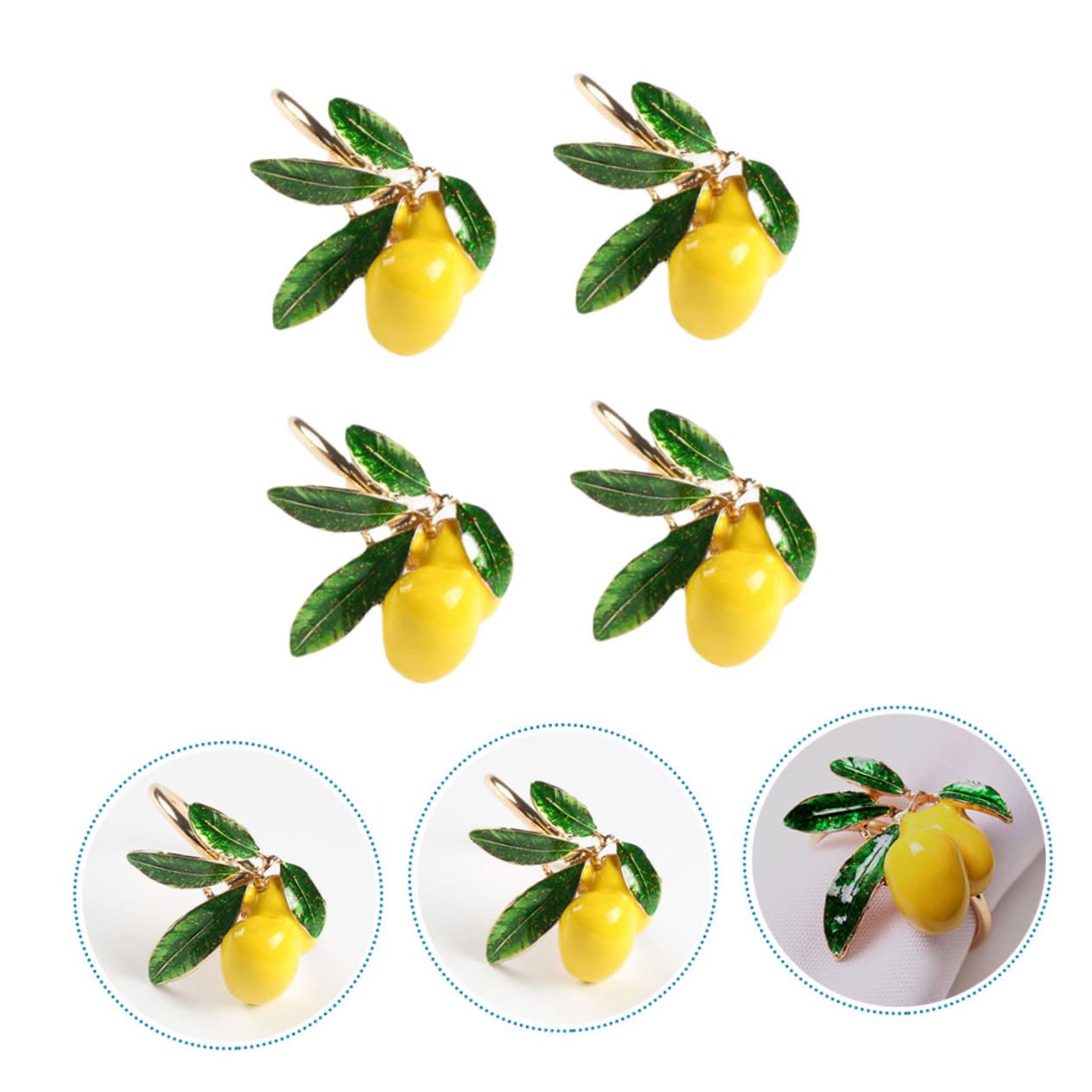 TOPBATHY 2 Sätze Obst-serviettenringe Bescherung Weihnachten Geldgeschenke Weihnachten Weichnachtsgeschke Zierschnalle Zitrone Serviettenring Zu Hause Tischschnalle Legierung 4 Stück * 2