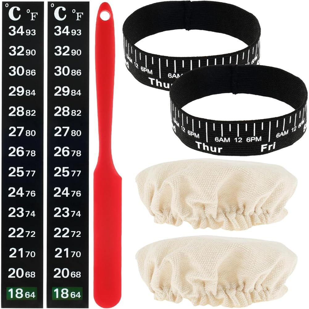 Hndhbfgrt For Sourdough Jar Replacement Parts 7pcs Set-Silicone Spatula Cloth Cap Date Band Included for Bread Making Kit Supply