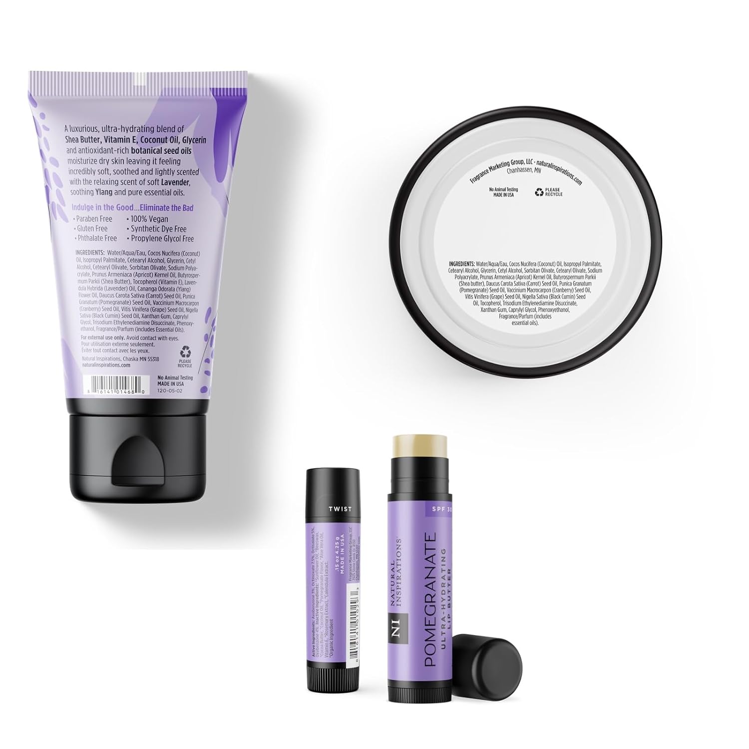 Natural Inspirations Lavender Ylang Body Care Trio Gift Set in Travel Bag