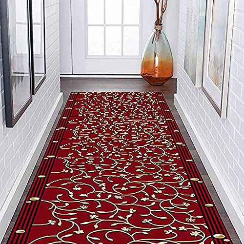 Kitchen Rug Non-Slip Floral Rugs Wedding Decorations Long Wine Red Rugs 2-1.2m Wide Stain Resistant and Machine Washable (Size : 1.2X1.8M) ( 1.2X3M)