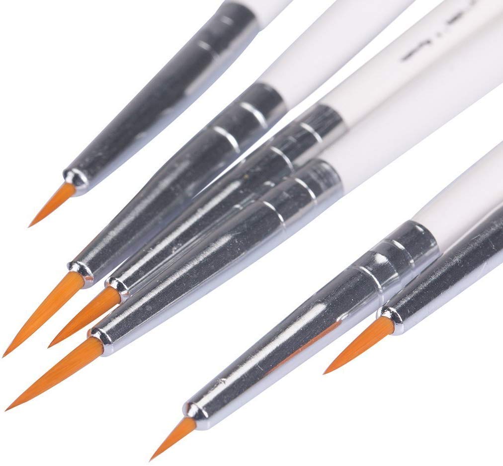 MEEDEN 6PCS Micro Paint Brushes Set, Fine Round Pointed Nylon Brush for