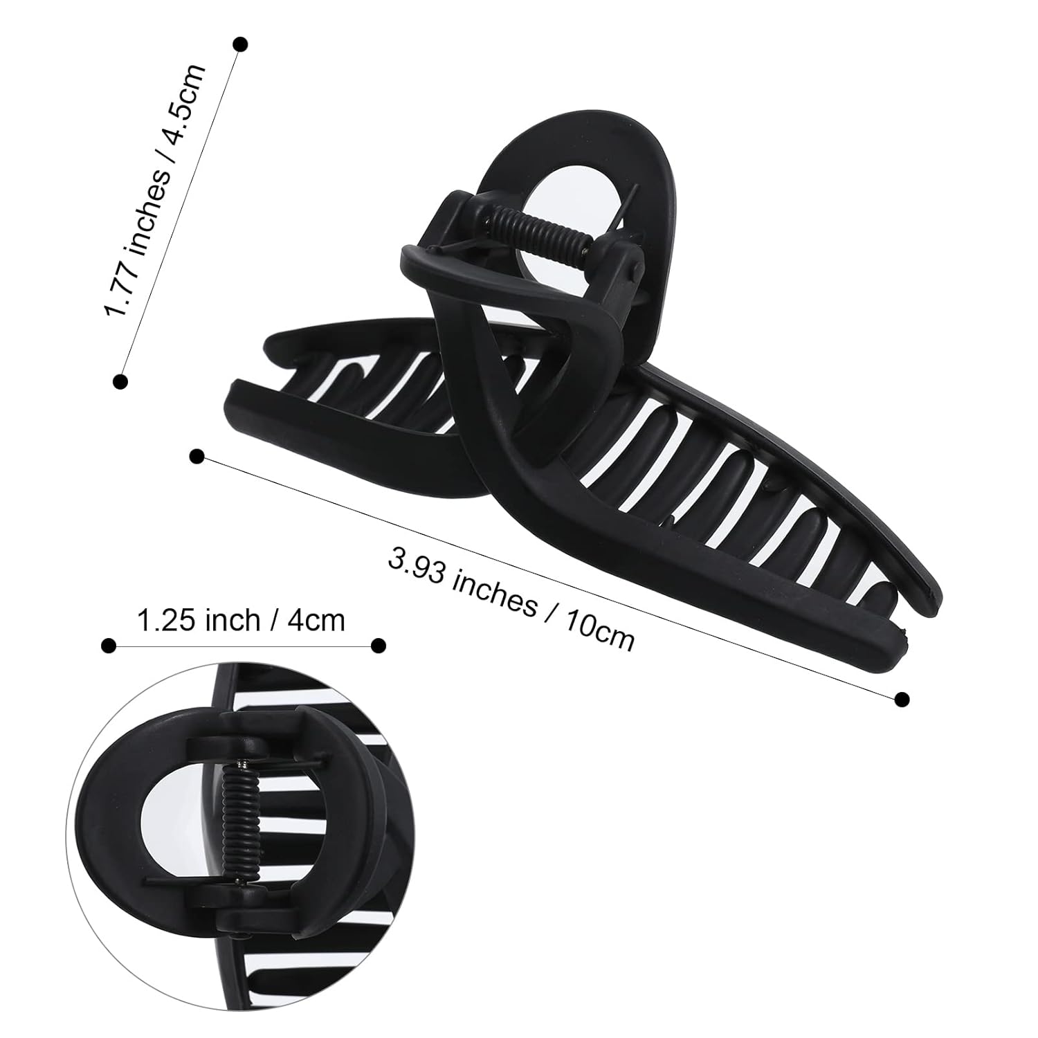 5PCS Large Claw Hair Clips for Thick Hair Big Banana Hair Clips for Women Nonslip Strong Hold Hair Claw Clip (Matte Black)