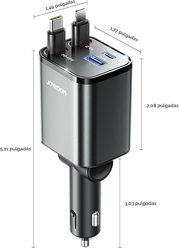 Miniatura 9 de [2026 Ultra-compacto] JOYROOM Cargador retráctil para automóvil de 84 W, cargador USB C para iPhone 16 17, carga rápida, accesorios de automóvil,