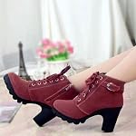 Lug Sole Chunky Heel Ankle Boots for Women Lace Up High Heel Booties Vintage Suede Short Bootie Elegant Shoes Boot