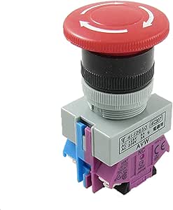 uxcell AC 600V 10A Red Mushroom Emergency Stop Push Button Switch 22mm NO NC