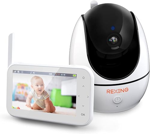 REXING BM1 Baby Monitor w/Recording Capabilities 4.5” IPS Display, 720p Video/Audio, Two-Way Talking, Microphone/Speaker, 1000ft Range, Night Vision,Thermal Monitor, Cry/Sound Detection,Lullaby Music