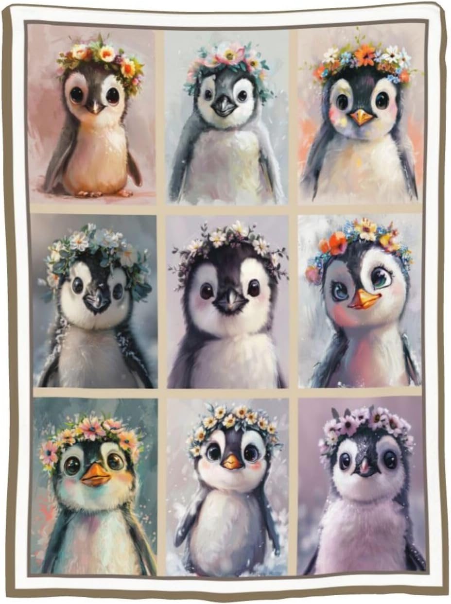 Penguin Blanket Cute Animal Throw Blanket Flannel Stuff Merch Cozy Decor Fleece Plush Fuzzy Warm Soft Lightweight Bedding Gifts for Penguin Lover Women Men Girls Boy Couch 50"X40" - Image 9