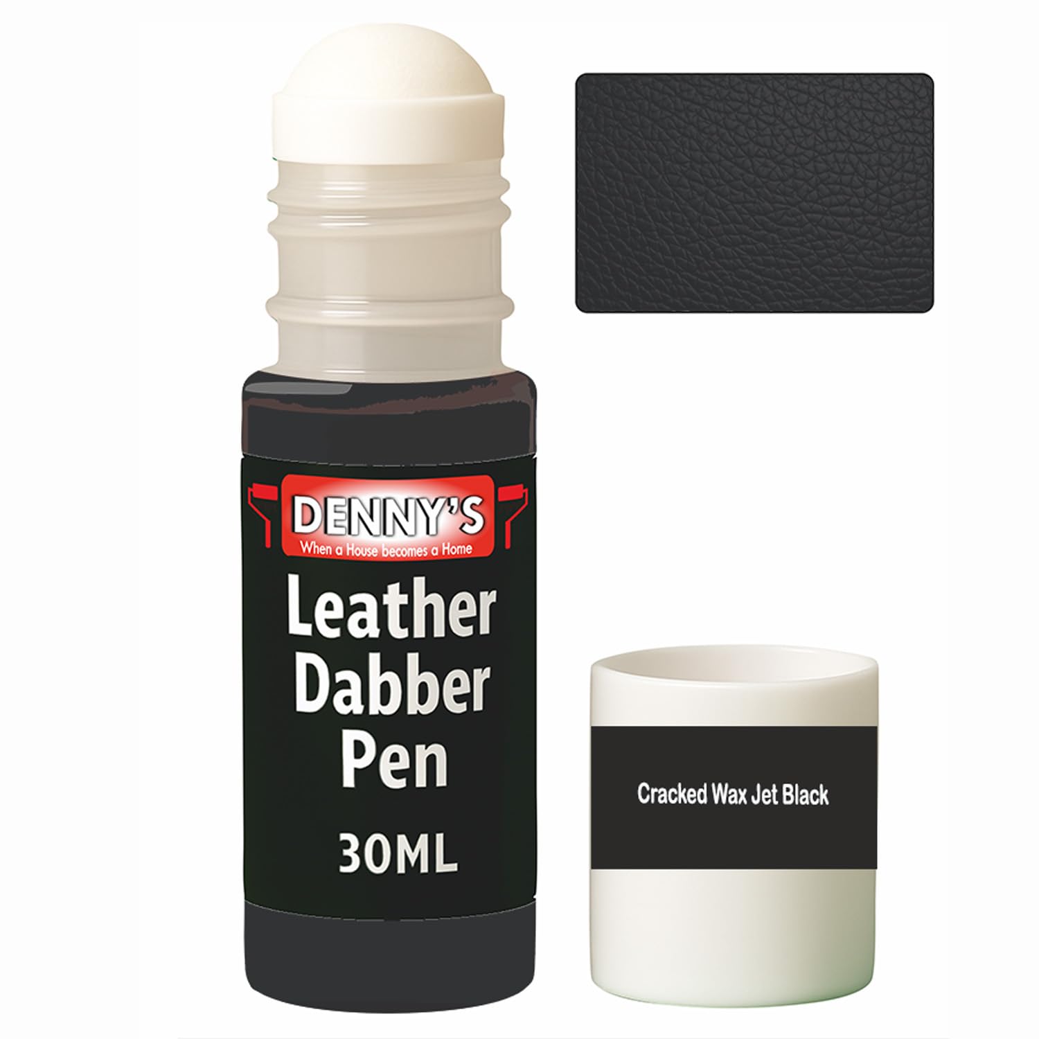 SCOOBYS PAINTS BACK IN THE MIX Leather Colour Restorer Recolouring Balm Repair Treatment for Faded & Worn Absorbent Leather Shoes, Boots, Jackets (6 Cracked Wax Jet Black, Dabber Pen 30ml)
