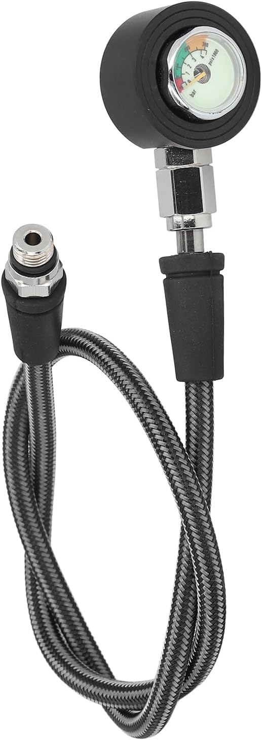 Diving Pressure Gauge, Scuba Diving Pressure Gauges, Luminous Submersible Diving Night Pressure Gauge, with High Pressure Hose for BCD Regulator Underwater Diving (65cm)