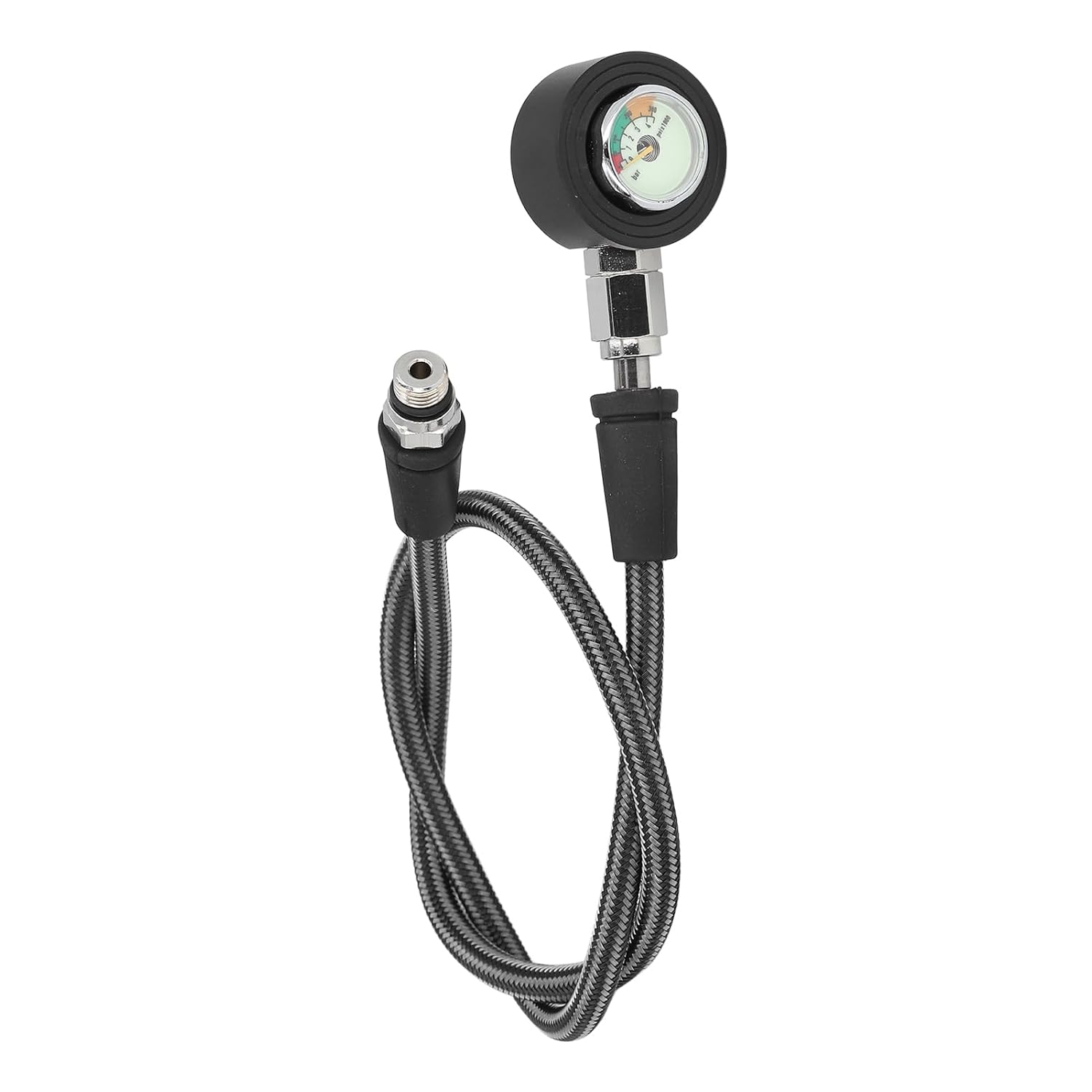 Water Pressure Test, Luminous Submersible Diving Pressure with High Pressure Hose, 360° Rotatable Underwater Pressure Test Compatible with BCD Regulator (65cm)