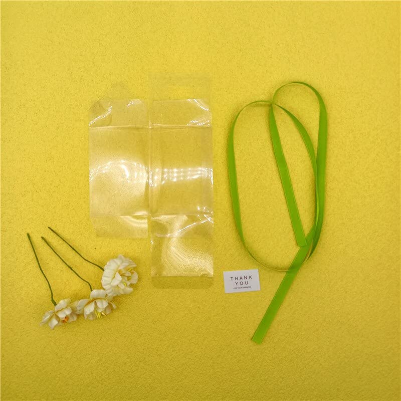 5/20/30/50pcs Rectángulo esbelto Favores de boda de cajas de bodas PVC para invitados Purple Pink Flower Green Dragee Cajas de embalaje