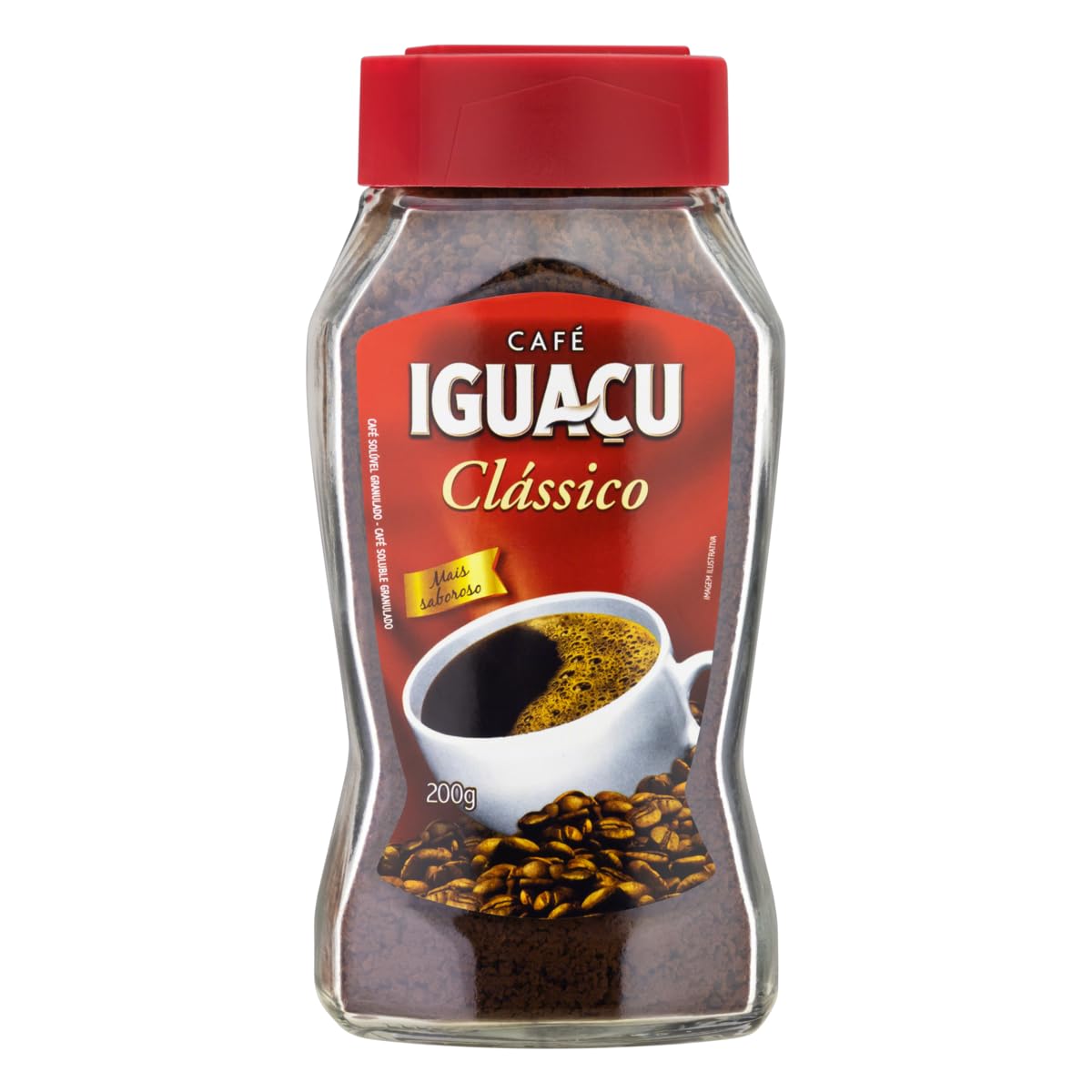 Cafe IGUACU Classic Agglomerated Instant Coffee 200g Glass Jar [Pack of 2] Total 400g=200gx2Jars, Product of Brazil