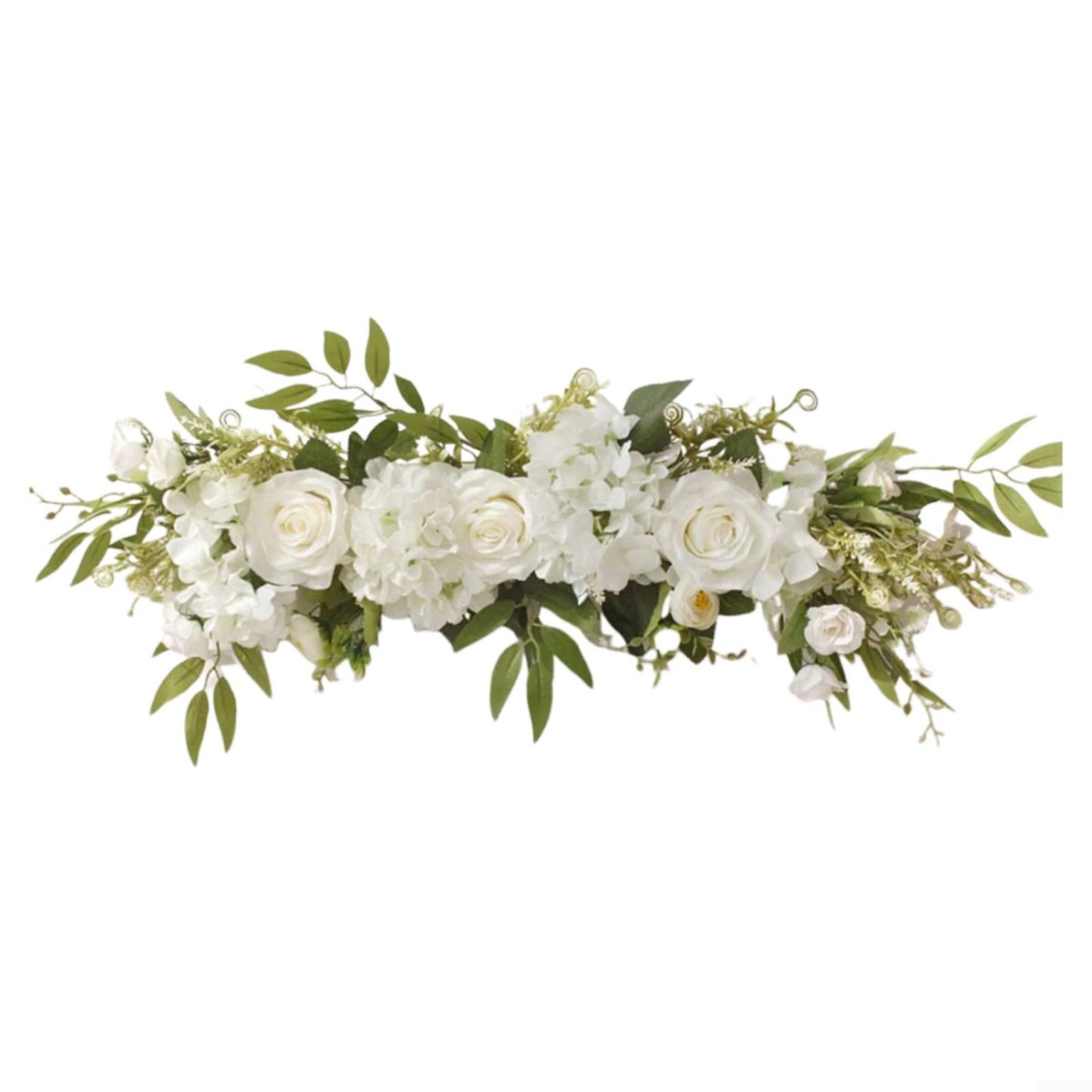 Arco de boda con flores artificiales de rosa blanca con acabado artesanal de seda
