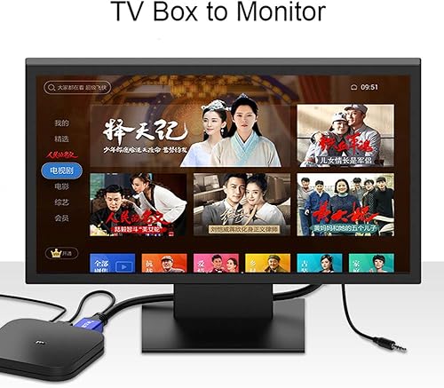 Miniatura 4 de Cable convertidor de adaptador de video HDMI a VGA con soporte de audio y alimentación USB, cable activo 1080P chapado en oro para HDTV, PC, laptop,