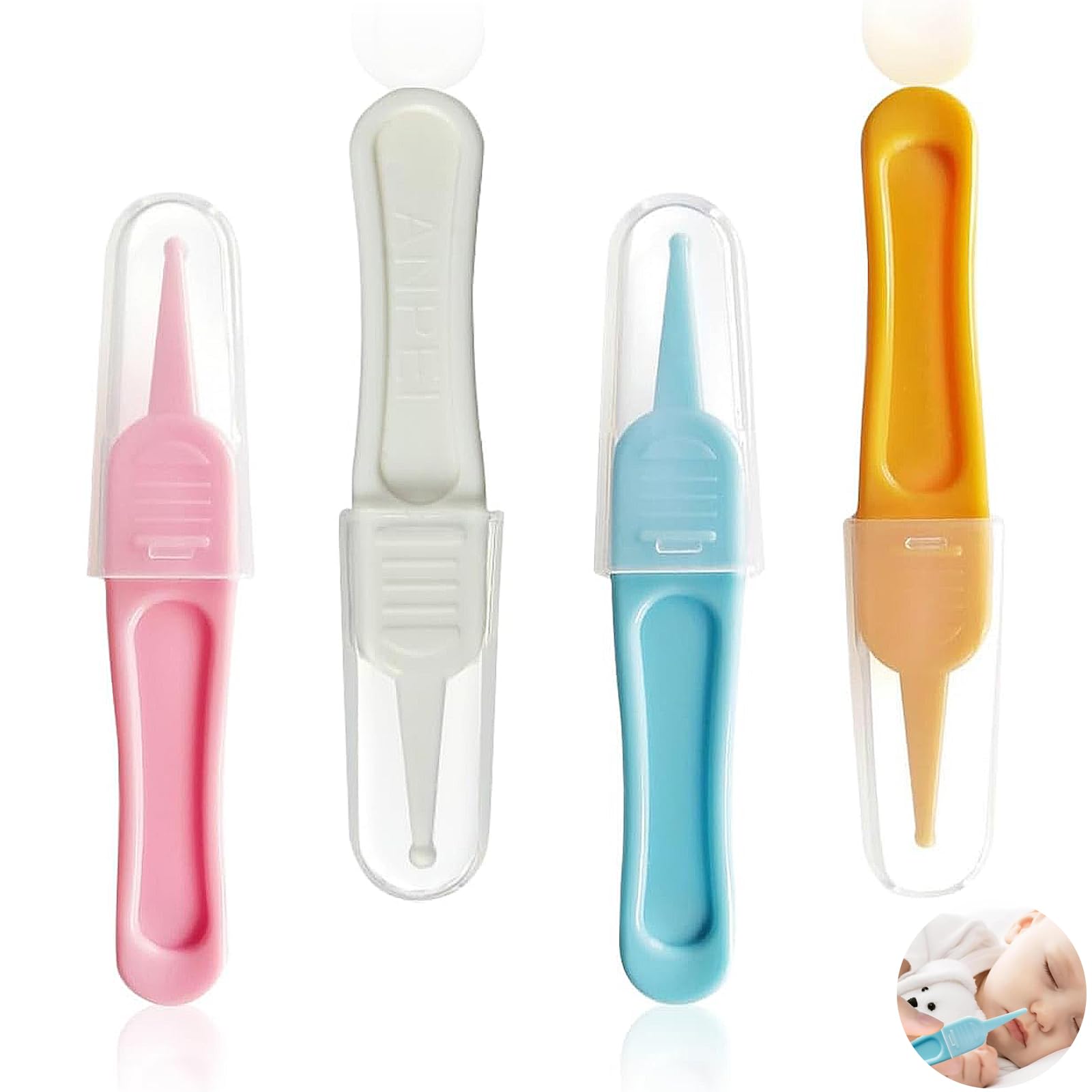 Jfgdvw 4 Pcs Baby Ear & Nose Cleaning Clip, Baby Nose Picker, Baby Nose Cleaner, Gentle And Safe