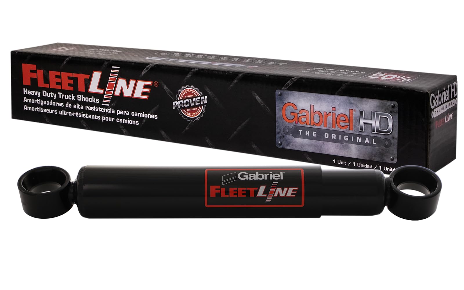 Gabriel 85007 FleetLine HD Truck Front/Rear Shocks Fits Freightliner FL Series; Kenworth K300; Mack CH, MH, RW; Spartan RV Chassis; Reyco; Tuthill OEM# 16-18705-000, 16-12117-000
